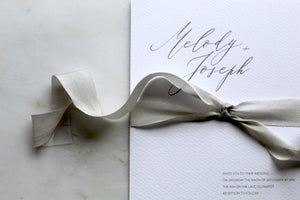 Fog, narrow grey silk ribbon