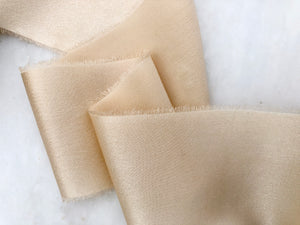 Charmeuse Silk Ribbon, Crème Brûlée