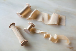 Creme Brûlée, taupe silk crepe de chine ribbon