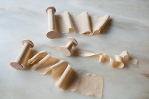 Creme Brûlée, taupe silk crepe de chine ribbon