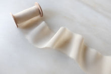 Load image into Gallery viewer, Ivory cream silk chiffon ribbon handmade in England with natural dyes