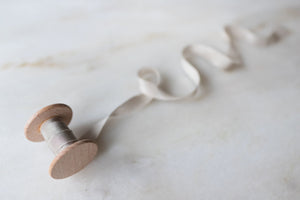 Cloud, narrow grey silk ribbon