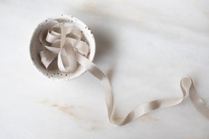Cloud, narrow grey silk ribbon