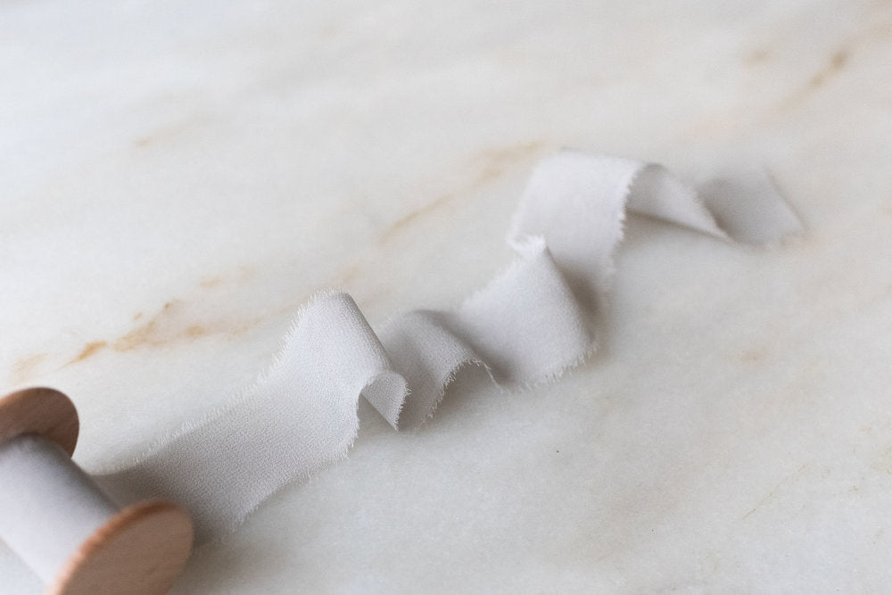 Fog, Gray Silk Chiffon Ribbon