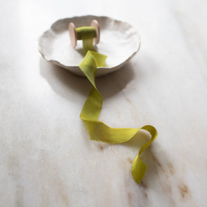 Chartreuse, green silk ribbon