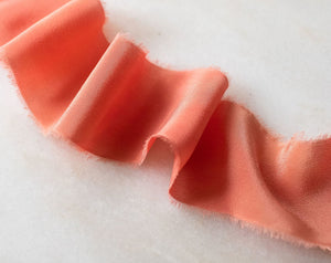 Coral, silk crepe de Chine ribbon