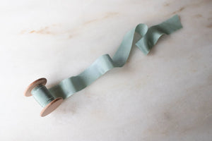 Seaglass, blue-green silk ribbon