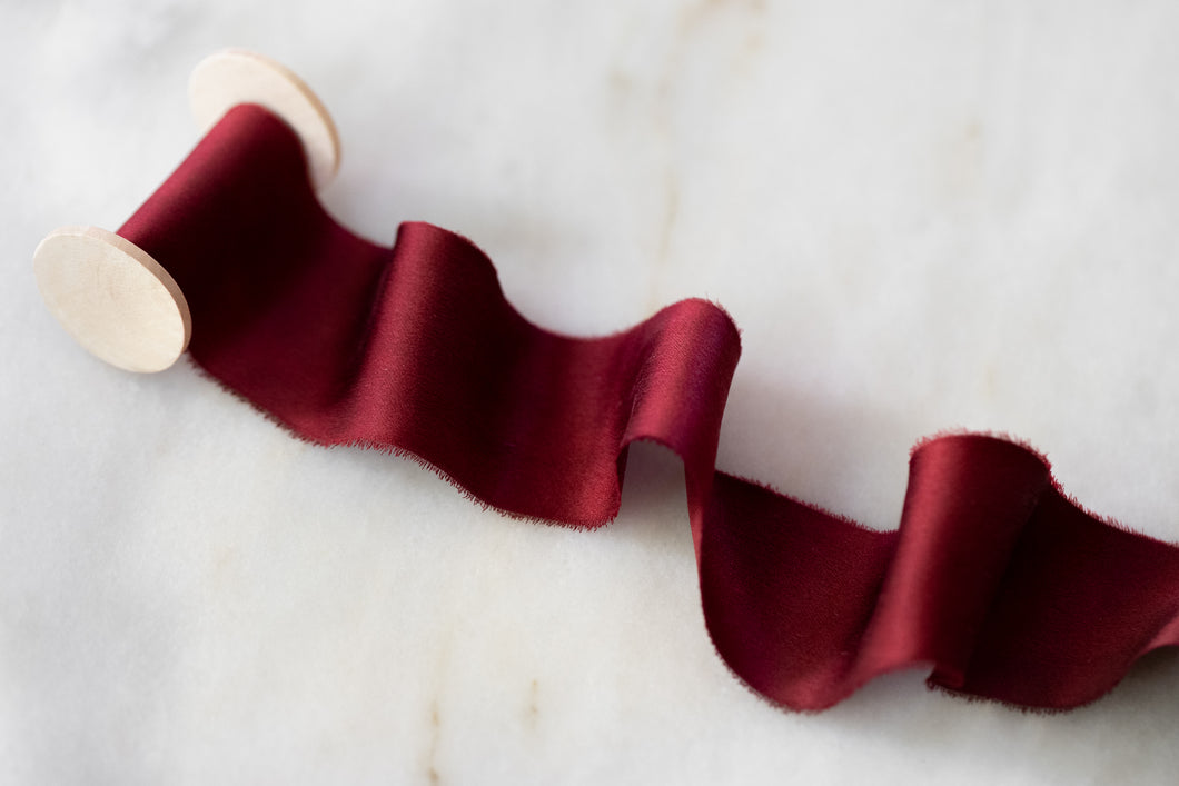 Charmeuse Silk Ribbon, Cranberry