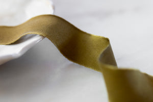 Charmeuse Silk Ribbon, Olive Green