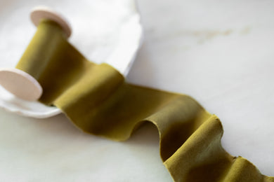 Charmeuse Silk Ribbon, Olive Green