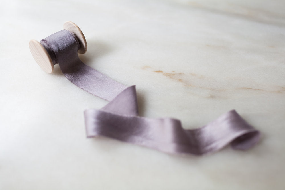 Heather, mauve silk ribbon