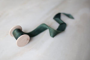 Wildwood, forest green silk ribbon